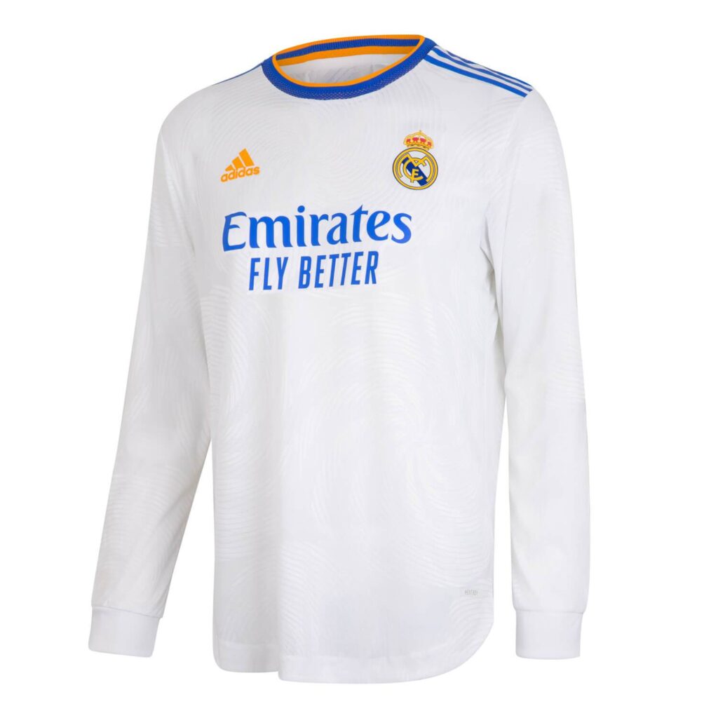 Real Madrid CF Home Authentic Long Sleeve Shirt, White Jersey