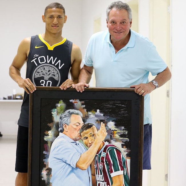 Richarlison with his coach Abel Braga in May 2018 