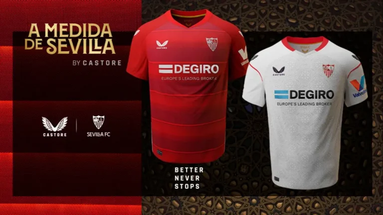Sevilla FC 2022/23 Kit, Home, Away, and Third Kit by Castore