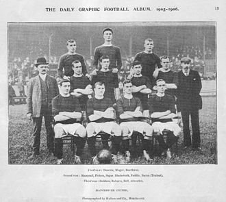 The Manchester United team at the start of the 1905–06 season, in which they were runners-up in the Second Division