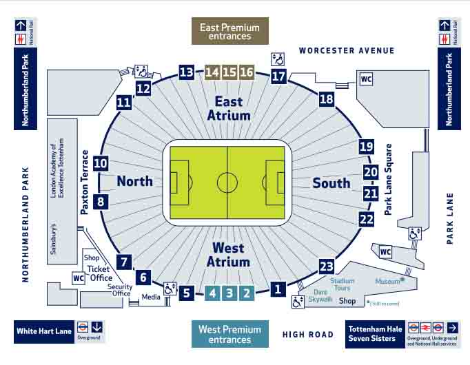 Tottenham Hotspur Stadium Seating Plan