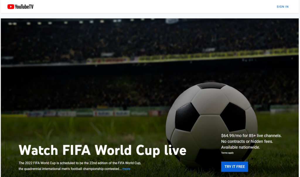 Watch FIFA World Cup 2022 on YouTube TV