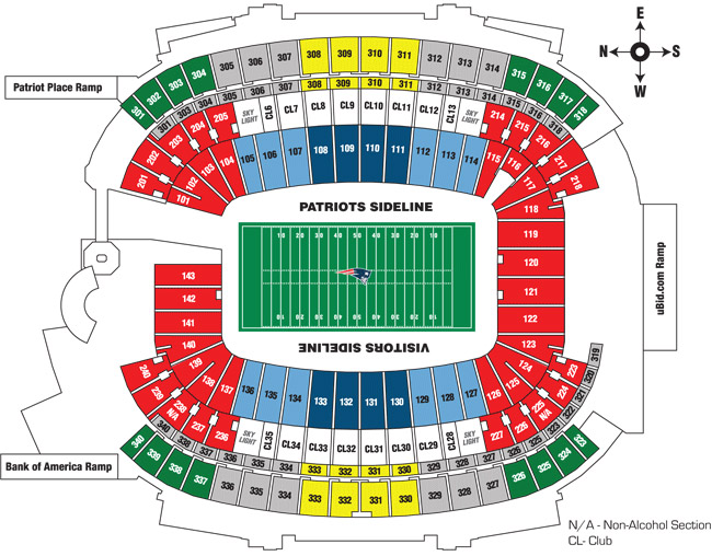 Gillette Stadium Seating Plan