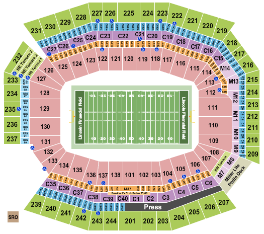 Lincoln Financial Field Stadium Seating Plan