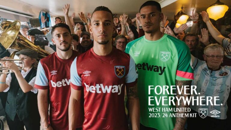 West Ham United 2023/24 Kit, Home, Away and Third Jersey by Umbro